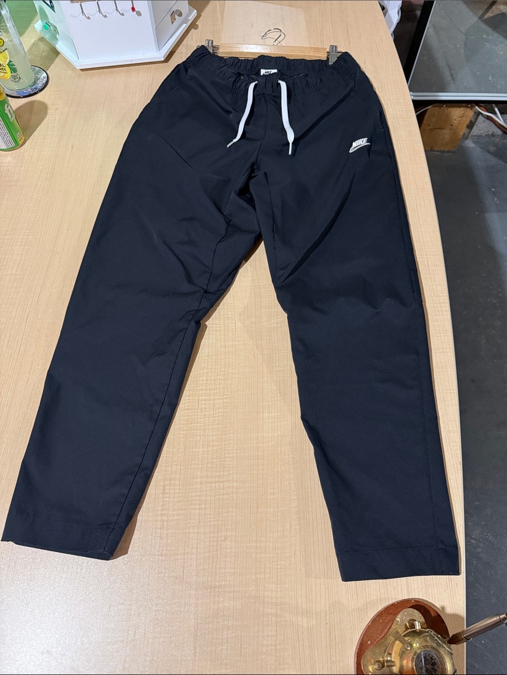 Nike Black Track Pants with White Drawstring